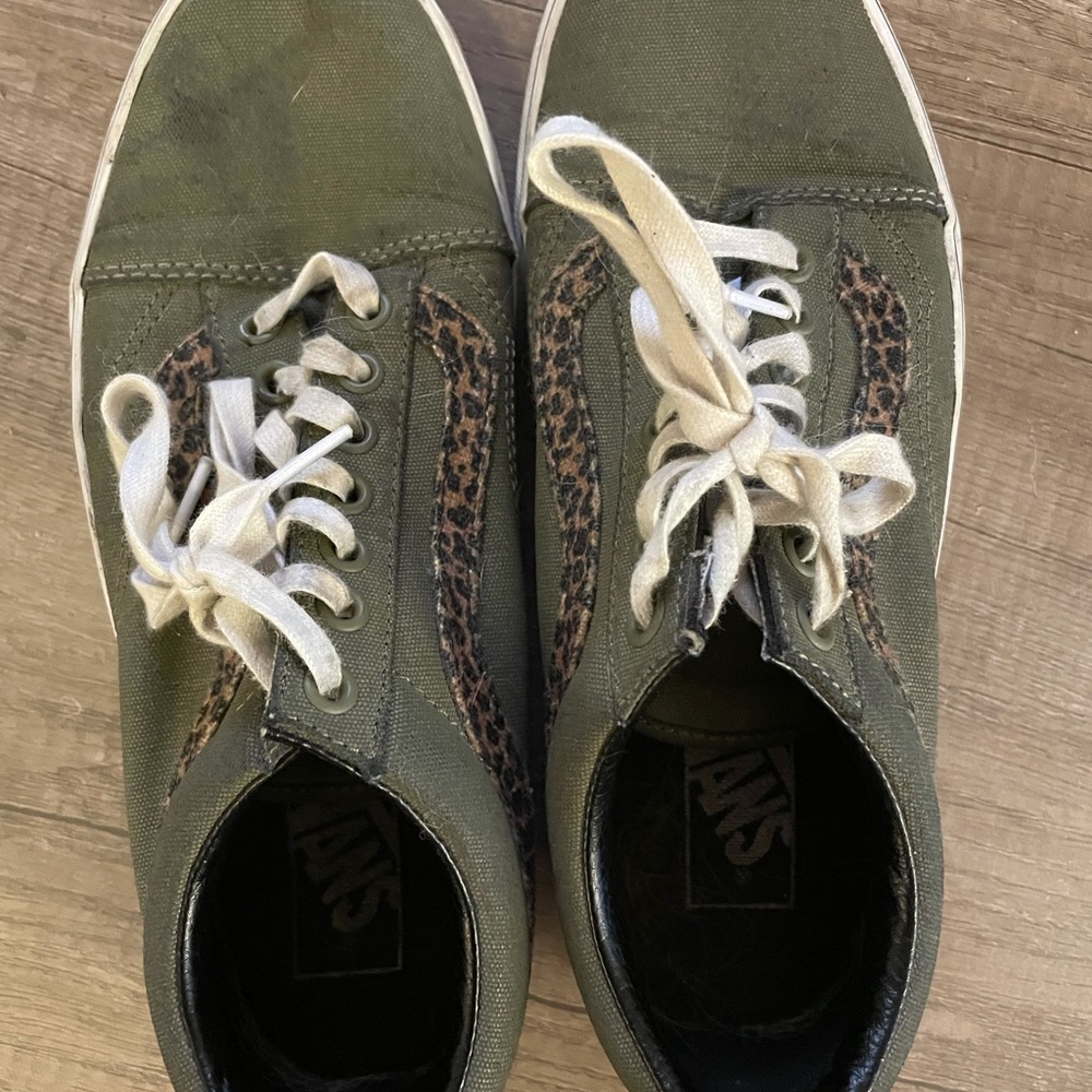 Olive and leopard Vans